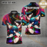 Maxcorners Bowling Galaxy Colorful Multicolor Options Personalized Name, Team Name 3D Shirt (4 Colors)