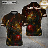 Maxcorners Bowling Tiger Thunder Pattern Multicolor Options Personalized Name, Team Name 3D Shirt (4 Colors)