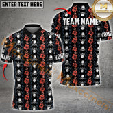 Maxcorners Tropical Skull & Hibiscus Golf Multicolor Options Personalized Name, Team Name 3D Shirt (4 Colors)