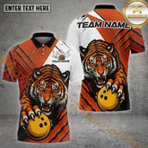 Maxcorners Tiger Bowling Ball & Pins With Claw Strike Design Multicolor Options Personalized Name, Team Name 3D Shirt (4 Colors)