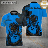 Maxcorners Snake Bowling & Pins With Striking Cobra Graphic Multicolor Options Personalized Name, Team Name 3D Shirt (4 Colors)