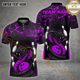 Maxcorners Black Snake Bowling Shirt With Flames Multicolor Options Personalized Name, Team Name 3D Shirt (4 Colors)