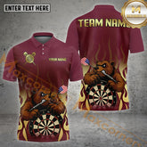 Maxcorners Darts Bear USA Flame Multicolor Options Personalized Name, Team Name 3D Shirt (4 Colors)