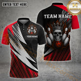 Maxcorners Bowling Skull King Electric Blue Multicolor Options Personalized Name, Team Name 3D Shirt (4 Colors)