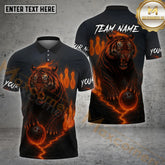Maxcorners Bowling Fire Tiger Flame Power Multicolor Options Personalized Name, Team Name 3D Shirt (4 Colors)