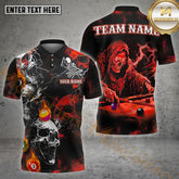 Maxcorners Billiards Grim Reaper Skull Storm Multicolor Options Personalized Name, Team Name 3D Shirt (4 Colors)