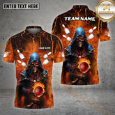 Maxcorners Reaper Bowling Firestorm Multicolor Options Personalized Name, Team Name 3D Shirt (4 Colors)