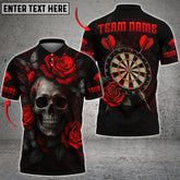 Maxcorners Skull Roses Dartboard Gothic Multicolor Options Personalized Name, Team Name 3D Shirt (4 Colors)