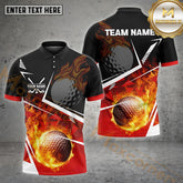 Maxcorners Golf Ball Flame Pattern Multicolor Options Customized Name, Team Name 3D Shirts (4 Colors)