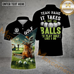 Maxcorners Funny Golf Shirt Balls Quote Field Scene Options Personalized Name 3D Shirt