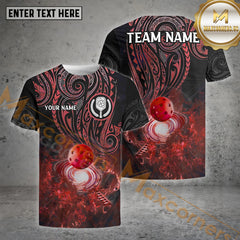 Maxcorners Personalized Name and Team name Black And Blue Tribal Pickleball 3D Shirt