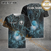 Maxcorners Personalized Name and Team name Black And Blue Tribal Pickleball 3D Shirt
