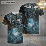 Maxcorners  Personalized Name and Team name Black And Blue Tribal Pickleball 3D Shirt