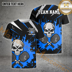 Maxcorners Pickleball Skull Jersey Customized Name, Team Name 3D Shirt (4 Colors)