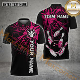 Maxcorners Bowling Shirt Thunder Paint Bowling Ball&Pins Star Style Multicolor Options Personalized Name, Team Name 3D Shirt (4 Color)