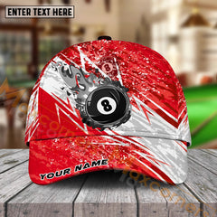 Maxcorners Billiards Ball 8 Lightning Flame Personalized Name Cap (4 Colors)