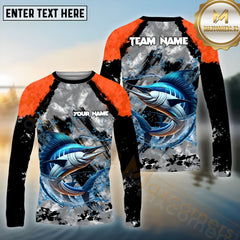 Maxcorners Marlin Fishing Crimson Catch Pattern Sport Jersey Personalized Name, Team Name Long Sleeve Shirt