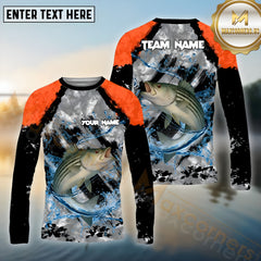 Maxcorners Striped Bass Fishing Crimson Catch Pattern Sport Jersey Personalized Name, Team Name Long Sleeve Shirt