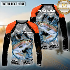 Maxcorners Trout Fishing Crimson Catch Pattern Sport Jersey Personalized Name, Team Name Long Sleeve Shirt