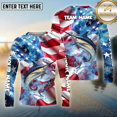 Maxcorners Marlin Fishing Patriot's Catch Pattern Sport Jersey Personalized Name, Team Name Long Sleeve Shirt