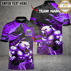Maxcorners Bowling Angry Bear Multicolor Customized Name, Team Name 3D Shirt