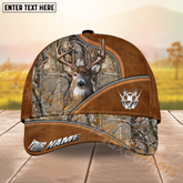 Maxcorners Deer Hunting Leather Camo Buck Design Multicolor Personalized Name 3D Cap (7 colors)