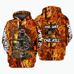 Maxcorners One Shot, One Kill Custom Name Deer Hunting All Over Print Shirt TU2511