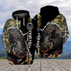 Maxcorners Wild Hog Hunting Camouflage Custom Name All Over Print Shirt TU2511