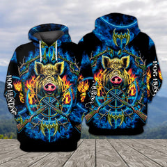 Maxcorners Hog Hunting Custom Name Blue Light All Over Print Shirt TU2511