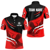 Maxcorners Custom Dart Team Shirt For Men With Crimson Phoenix On Black Linear Pattern LM1605