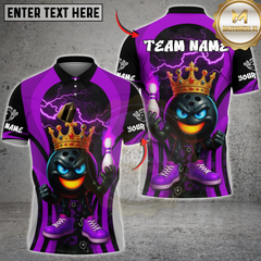 Maxcorners Bowling King Flame Ball Design Multicolor Customized Name, Team Name 3D Shirts