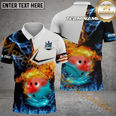 Maxcorners Fire And Water Bowling Jersey Multicolor Option Customized Name, Team Name 3D Polo Shirt