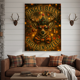 Maxcorners Deer Jingle Bells Shotgun Shells 3D Wrapped Canvas