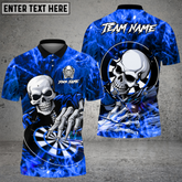 Maxcorners Darts DJ Skull On The Floor Mutilcolor Options Personalized Name, Team Name 3D Polo Shirt
