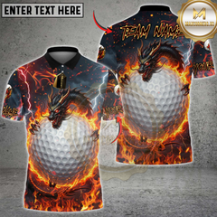Maxcorners Golf Fire Dragon & Golf Ball Multicolor Customized Name, Team Name 3D Shirts