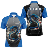 Maxcorners Blue Lightning Thunder Cobra Snake Custom Bowling Shirts For Men, Bowling Team Shirt With Names LM154