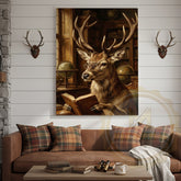 Maxcorners Academic Deer Canvas Print - Scholarly Stag with Glasses
