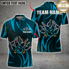 Maxcorners Neon Bowling Explosion Multicolor Customized Name, Team Name 3D Shirts