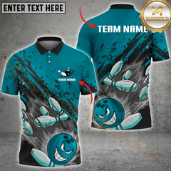 Maxcorners Bowling Funny Angry Ball Multicolor Customized Name, Team Name 3D Shirts