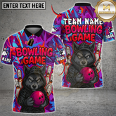 Maxcorners Bowling Wolf Cartoon Multioptions Personalized Name, Team Name Unisex 3D Shirts