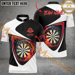 Maxcorners Darts Fire And Water Flame MutilColor Option Customized Name, Team Name 3D Polo Shirt