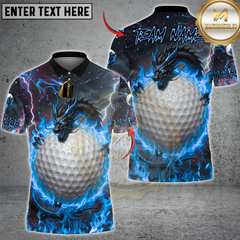 Maxcorners Golf Fire Dragon & Golf Ball Multicolor Customized Name, Team Name 3D Shirts