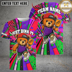 Maxcorners Personalized Just Dink It Bear Pickleball Name & Team Name 3D Shirts (4 Colors)