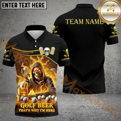 Maxcorners Funny Skull Golf Beer Polo Shirt Custom Name & Team Name 3D Shirts TU2006