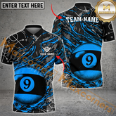 Maxcorners Billiard Ball 9 Flame Vintage Multicolor Options Personalized Name, Team Name 3D Polo Shirt