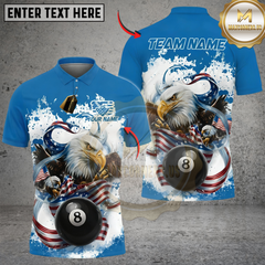 Maxcorners Billiards 8 Ball Eagle Flag Patriot Blue Personalized Shirt