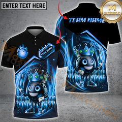 Maxcorners Crowned Flame Bowling Jersey Multicolor Option Customized Name, Team Name 3D Polo Shirt