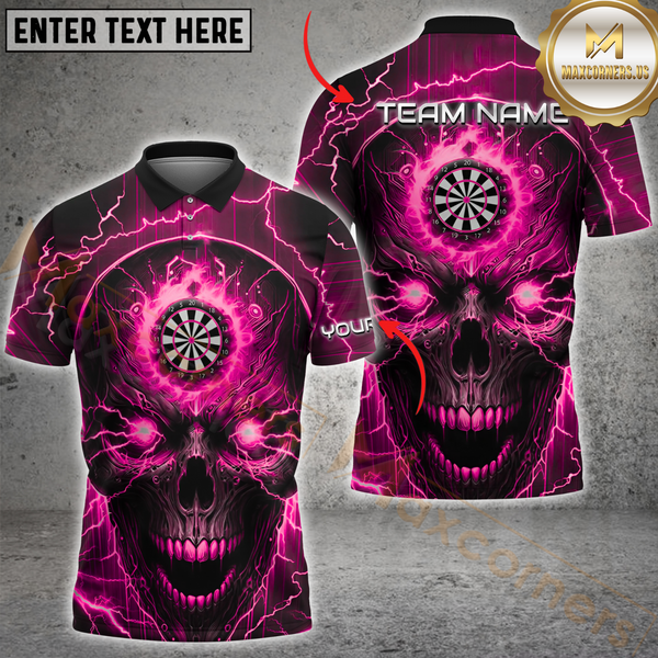 Maxcorners Darts Skull Thunder Lightning Multicolor Options Personalized Name, Team Name 3D Shirt