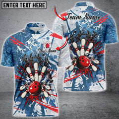MaxCorners Bowling And Pins Team League Jerseys Customized Name, Team Name 3D Polo Shirt Unisex For Lori