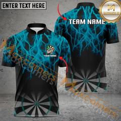 Maxcorners Darts Thunder Lightning Mutilcolor Option Customized Name, Team Name 3D Polo Shirt